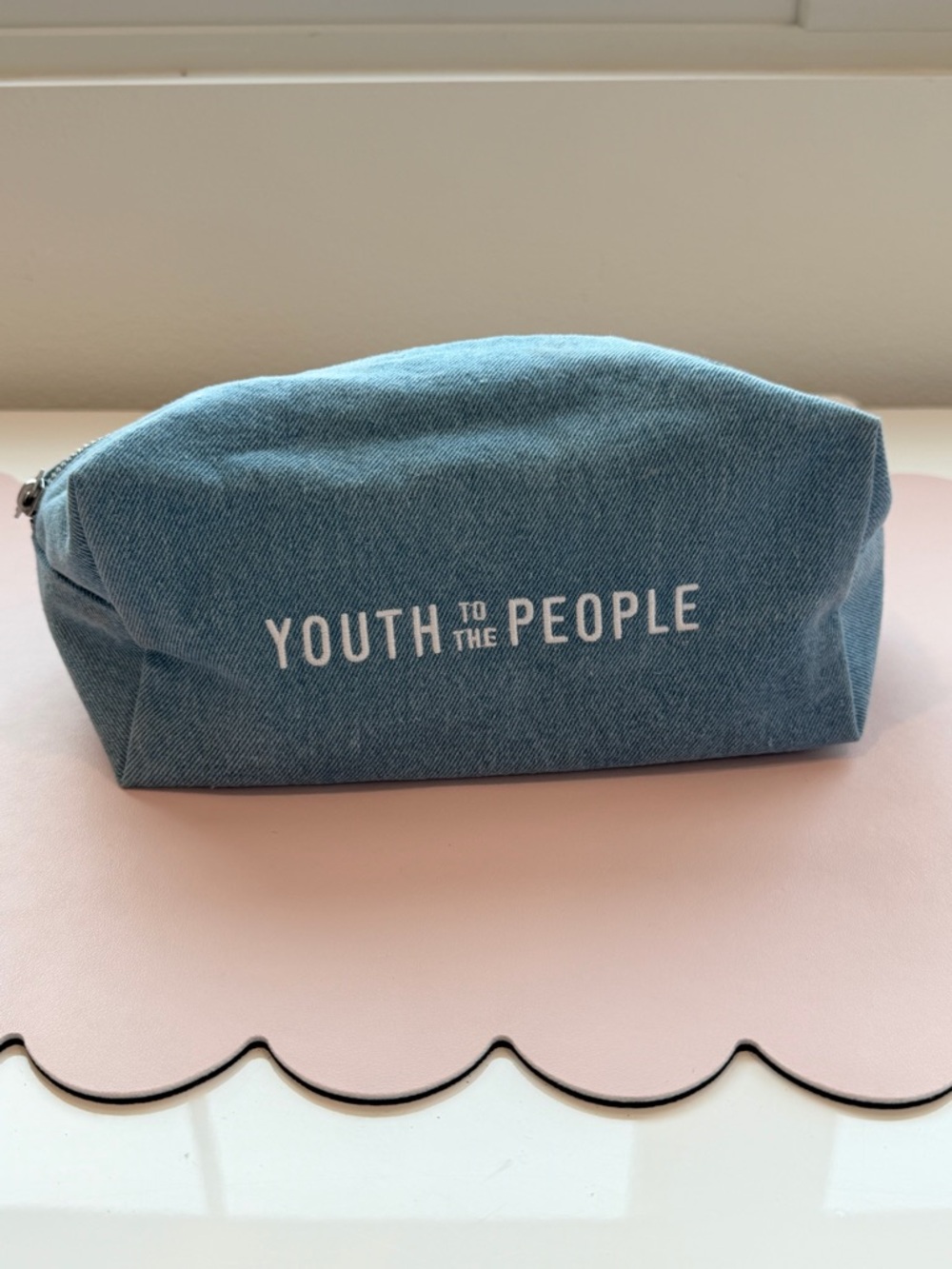Youth To The People Denim Cosmetic Pouch - Light Blue